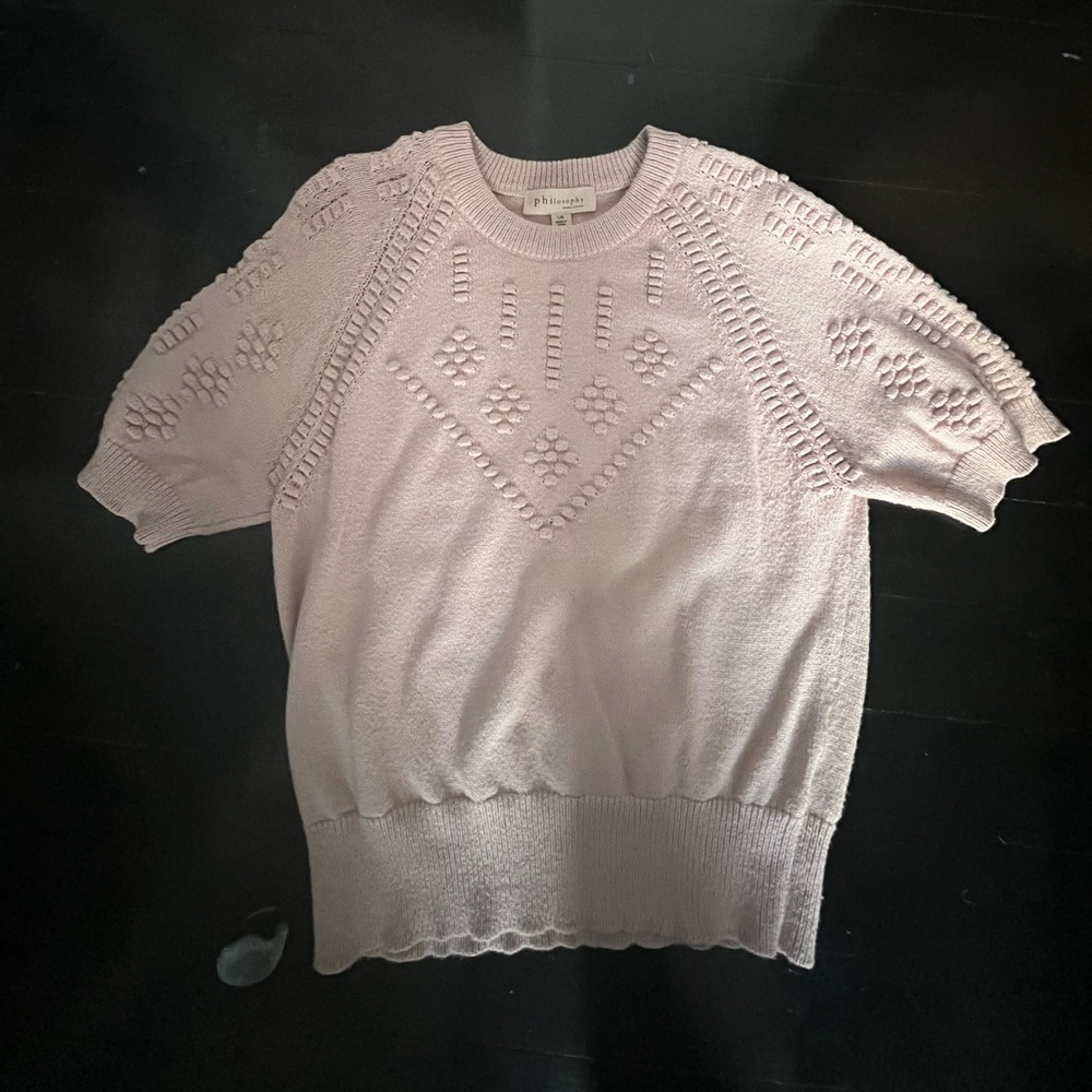 Philosophy Muted Pink Knit Short Sleeve EUC Size Large